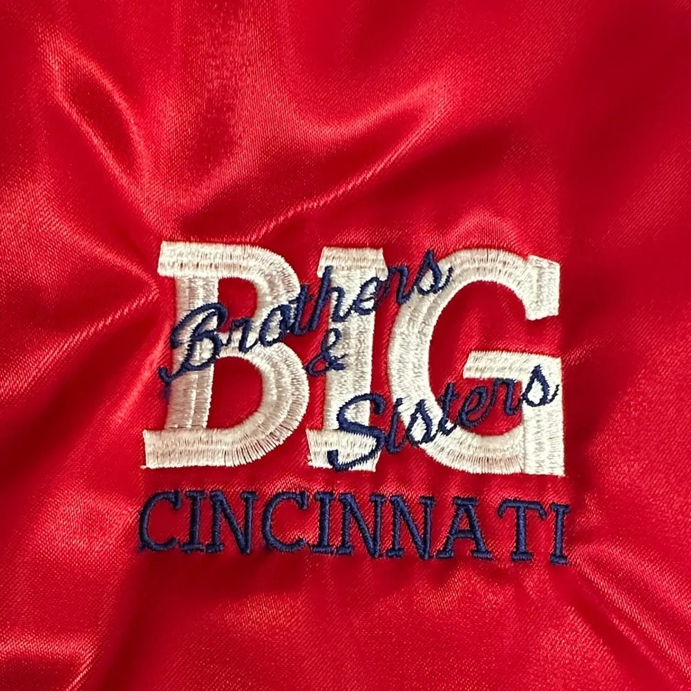 Pla-Jac Dunbrooke Red Satin Varsity Jacket Men’s sz Medium Cincinnati - Picture 3 of 6